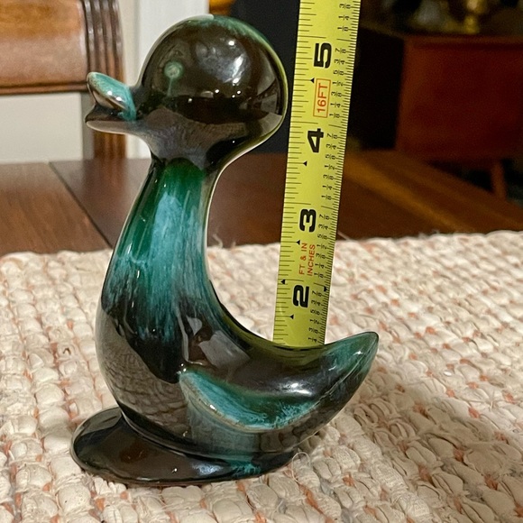 Blue Mountain Pottery Duck Figure Redware Green Black Drip Glaze Mid Century - Picture 12 of 14